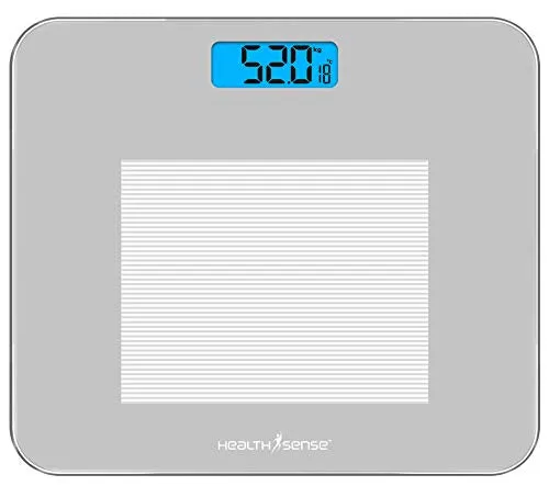 HealthSense Dura-Glass PS 115 Digital Personal Body Weighing Scale, Best Electronic Bathroom Scales & Weight Machine for Home & Human Balance with Room Temperature Indicator, 1 Year Warranty & Batteries Included (Milky White)