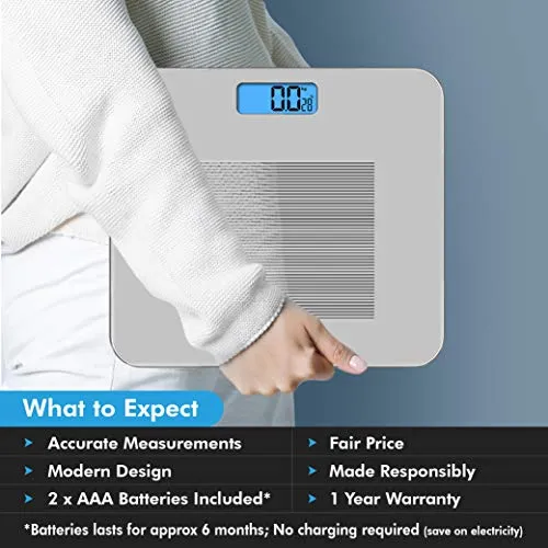 HealthSense Dura-Glass PS 115 Digital Personal Body Weighing Scale, Best Electronic Bathroom Scales & Weight Machine for Home & Human Balance with Room Temperature Indicator, 1 Year Warranty & Batteries Included (Milky White)