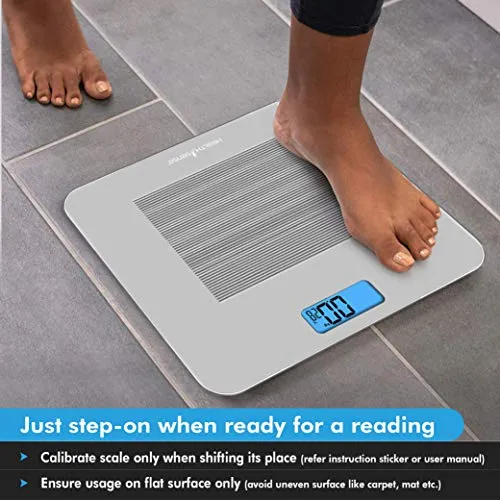 HealthSense Dura-Glass PS 115 Digital Personal Body Weighing Scale, Best Electronic Bathroom Scales & Weight Machine for Home & Human Balance with Room Temperature Indicator, 1 Year Warranty & Batteries Included (Milky White)