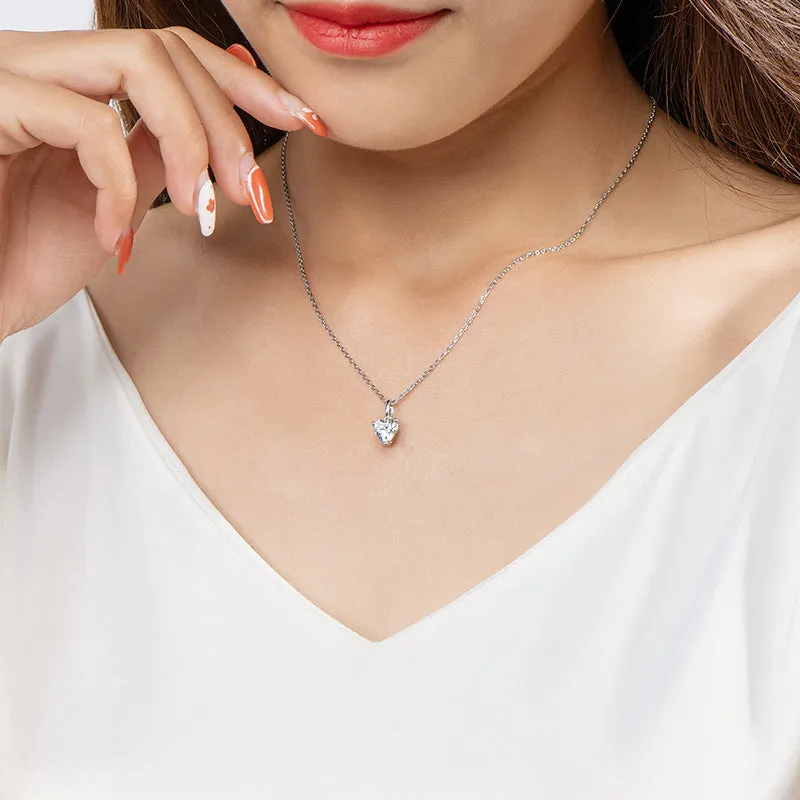 Heart Shaped 1.0CTW. Moissanite Stud Earrings & 1Ct Moissanite Pendant Necklace