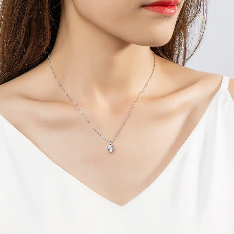 Heart Shaped 1.0CTW. Moissanite Stud Earrings & 1Ct Moissanite Pendant Necklace