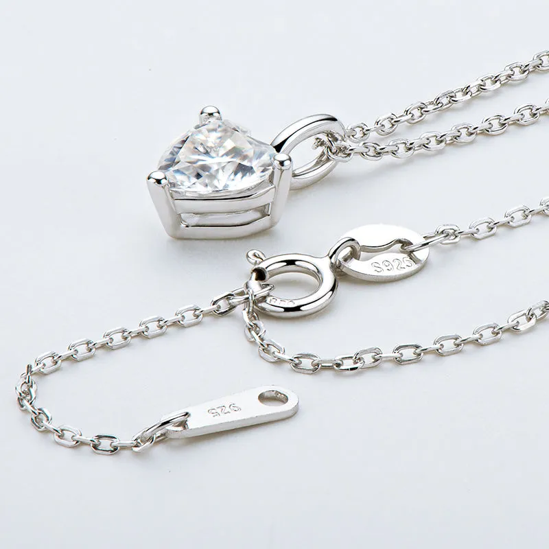Heart Shaped 1.0CTW. Moissanite Stud Earrings & 1Ct Moissanite Pendant Necklace