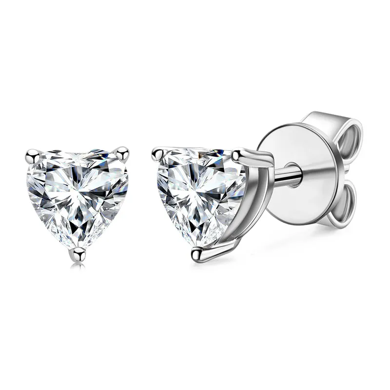 Heart Shaped 1.0CTW. Moissanite Stud Earrings & 1Ct Moissanite Pendant Necklace