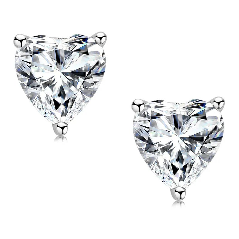 Heart Shaped 1.0CTW. Moissanite Stud Earrings & 1Ct Moissanite Pendant Necklace