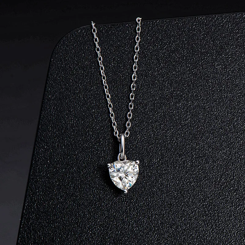 Heart Shaped 1.0CTW. Moissanite Stud Earrings & 1Ct Moissanite Pendant Necklace
