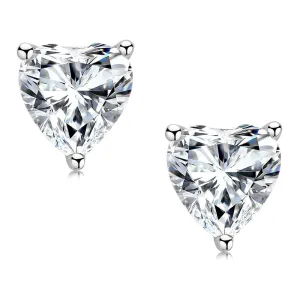 Heart Shaped 1.0CTW. Moissanite Stud Earrings & 1Ct Moissanite Pendant Necklace