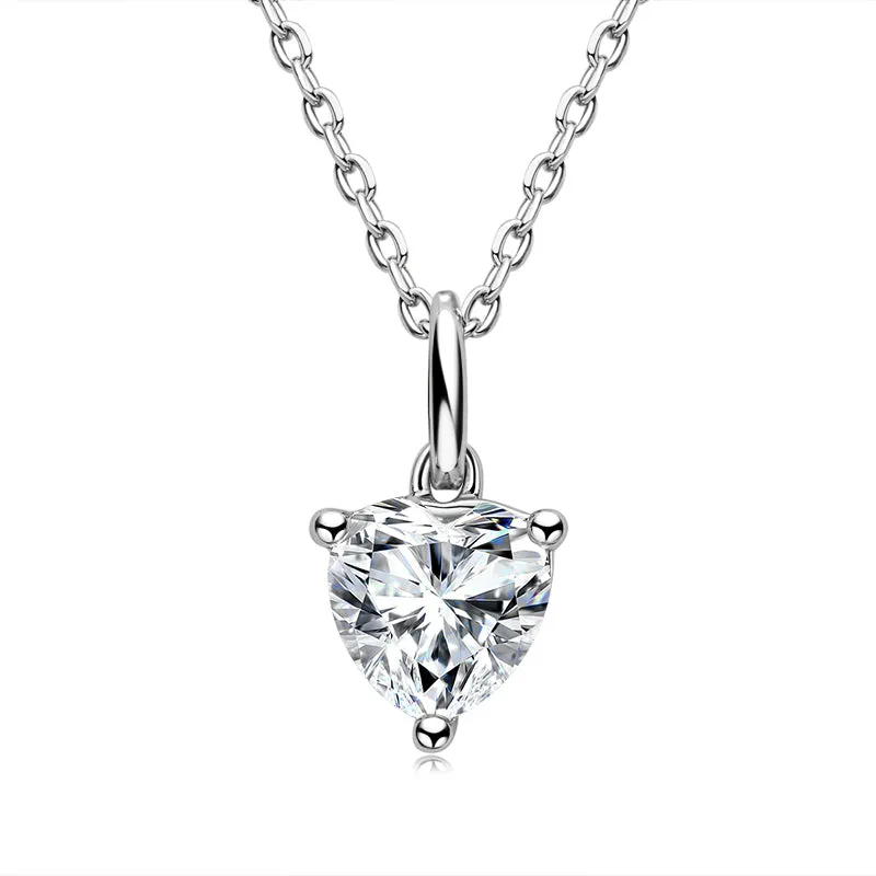 Heart Shaped 1.0CTW. Moissanite Stud Earrings & 1Ct Moissanite Pendant Necklace