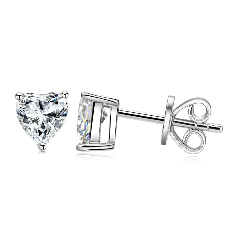 Heart Shaped 1.0Ctw Moissanite Stud Earrings