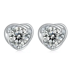 Heart Shaped 2.0Ctw. Round Moissanite Stud Earrings and 2ct Moissanite Pendant Necklace Jewelry Sets