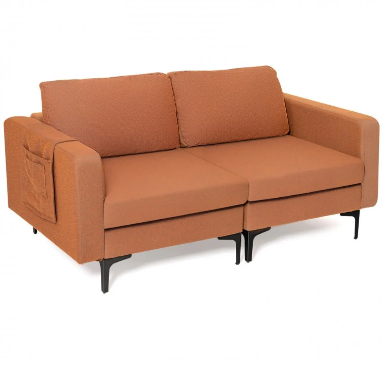 Heavy Duty Comfortable Modern Love Seat Sofa Couch With Side Storage Pocket | Thick Cushions | Wide Armrests