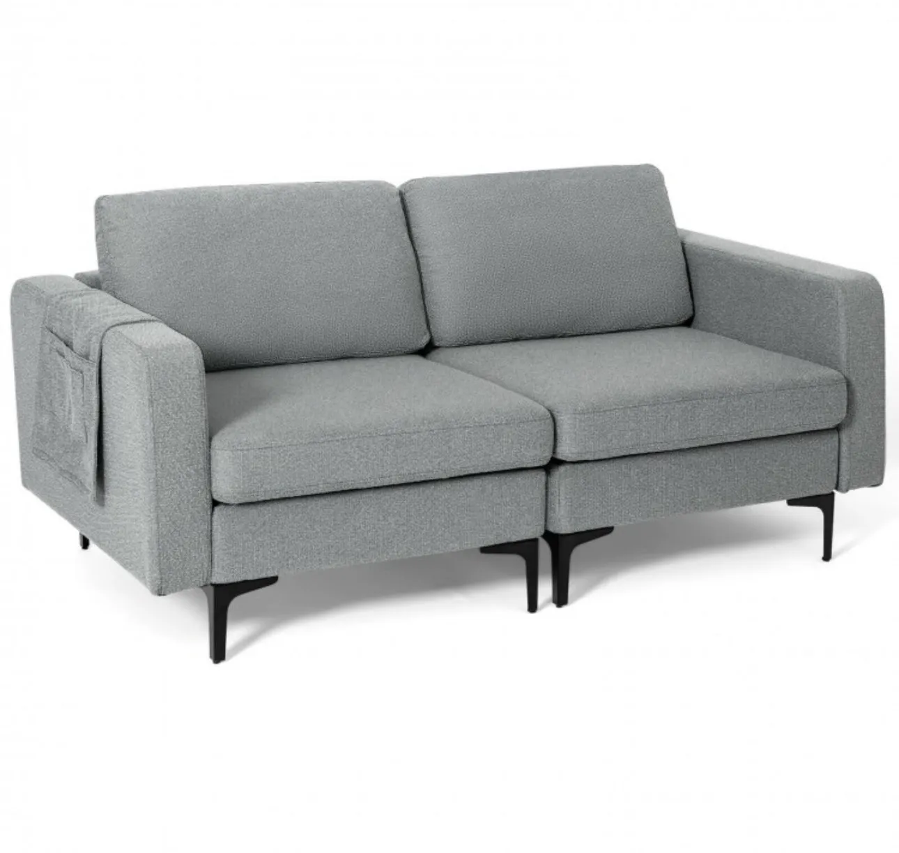 Heavy Duty Comfortable Modern Love Seat Sofa Couch With Side Storage Pocket | Thick Cushions | Wide Armrests