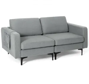 Heavy Duty Comfortable Modern Love Seat Sofa Couch With Side Storage Pocket | Thick Cushions | Wide Armrests