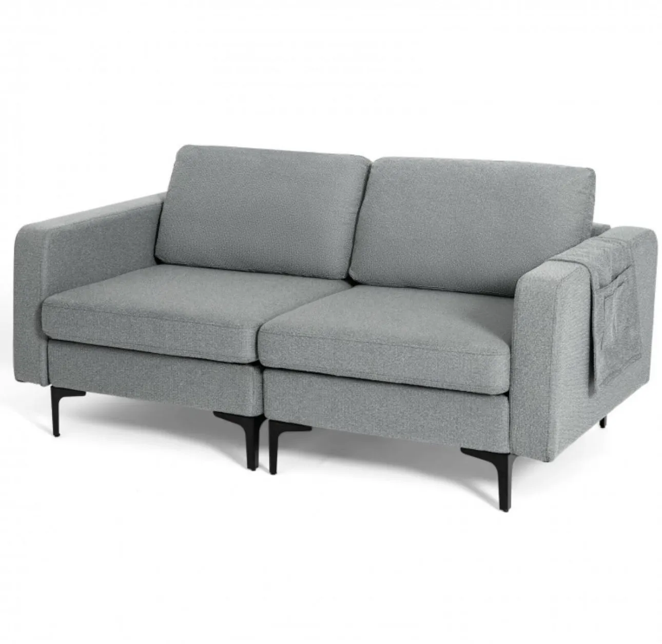 Heavy Duty Comfortable Modern Love Seat Sofa Couch With Side Storage Pocket | Thick Cushions | Wide Armrests