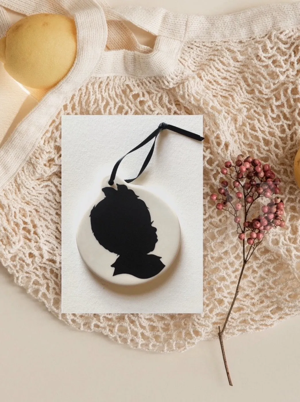 Heirloom Custom Hand-Cut Silhouette Porcelain Ornament