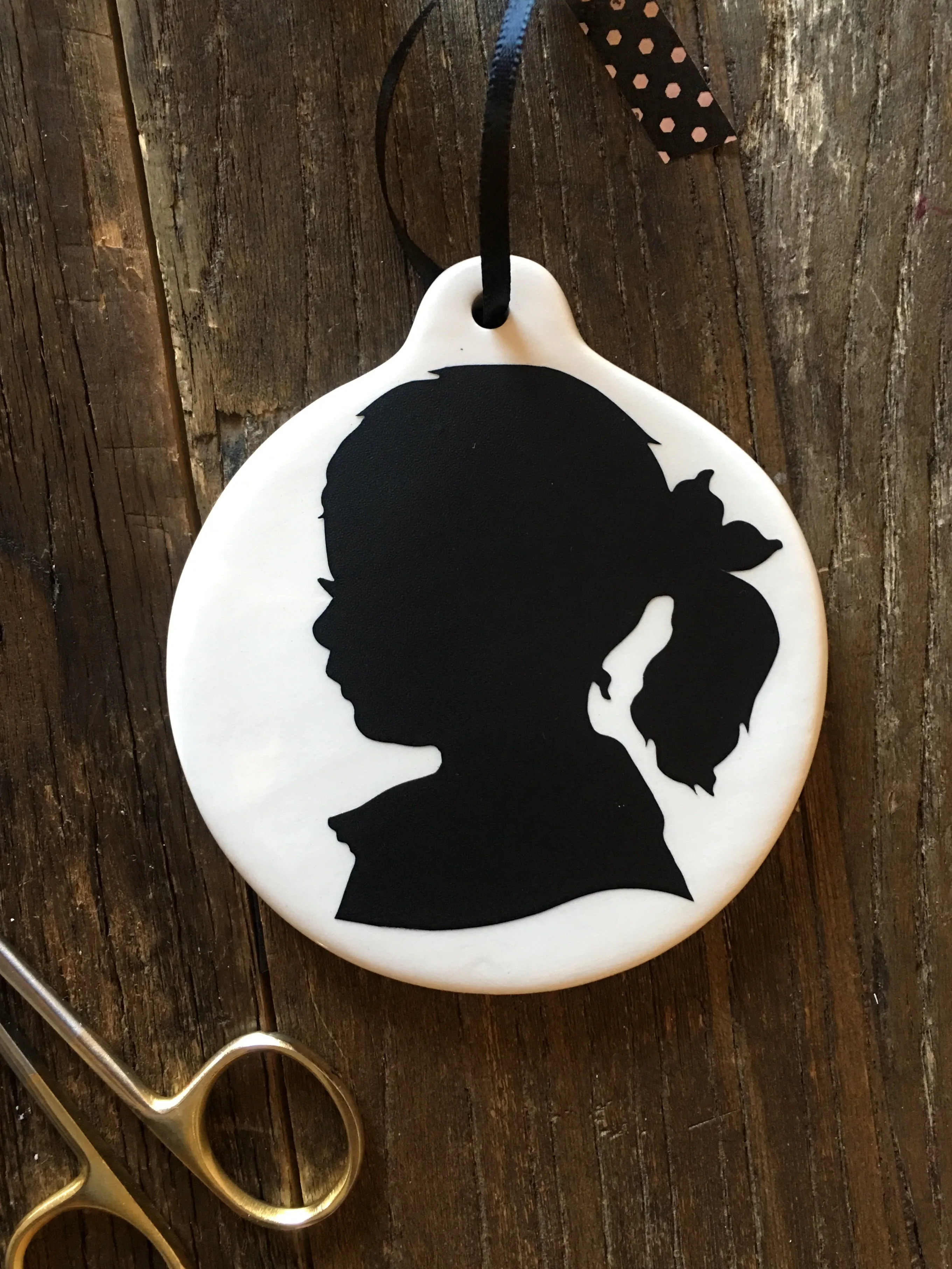 Heirloom Custom Hand-Cut Silhouette Porcelain Ornament