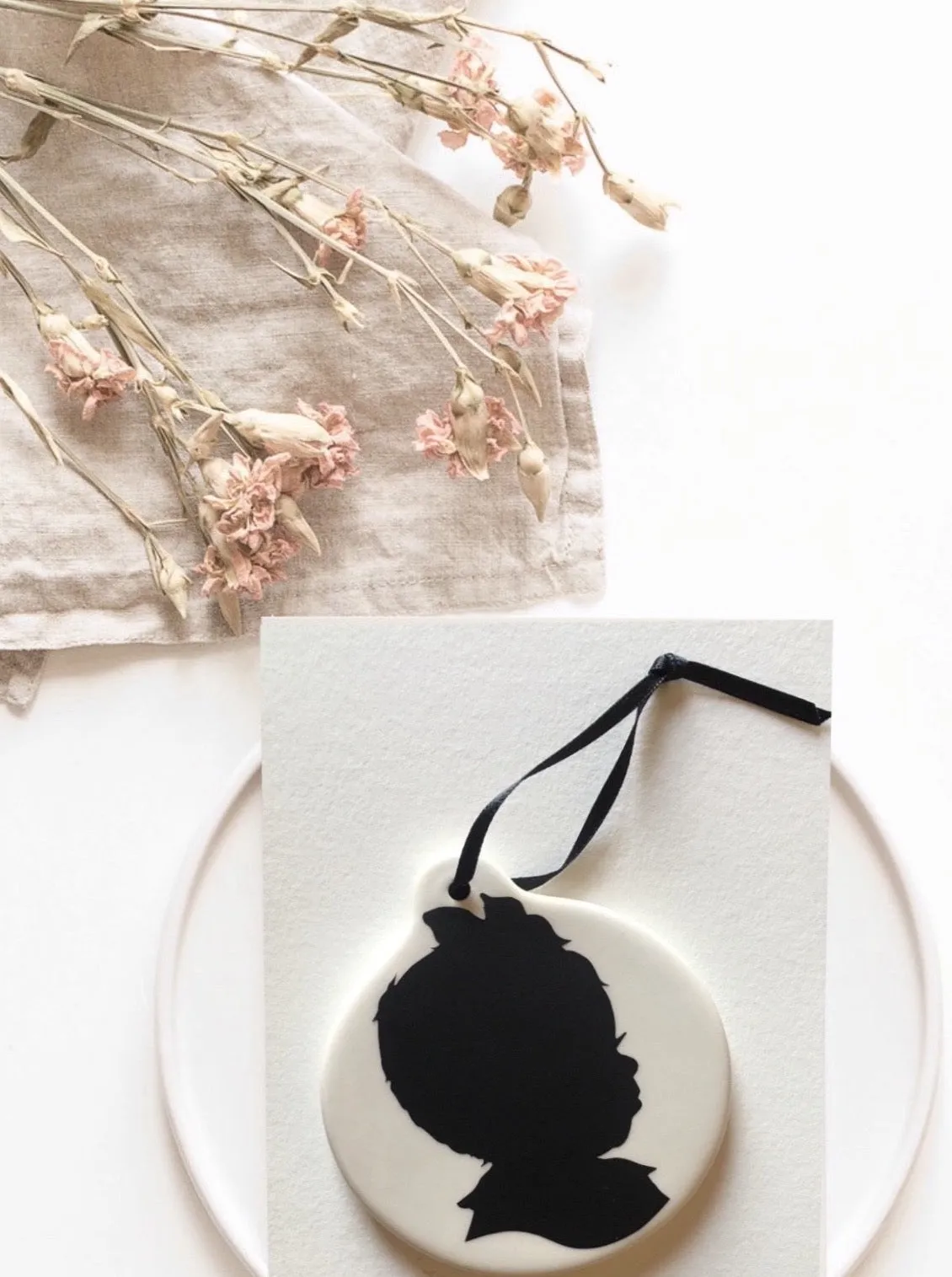 Heirloom Custom Hand-Cut Silhouette Porcelain Ornament