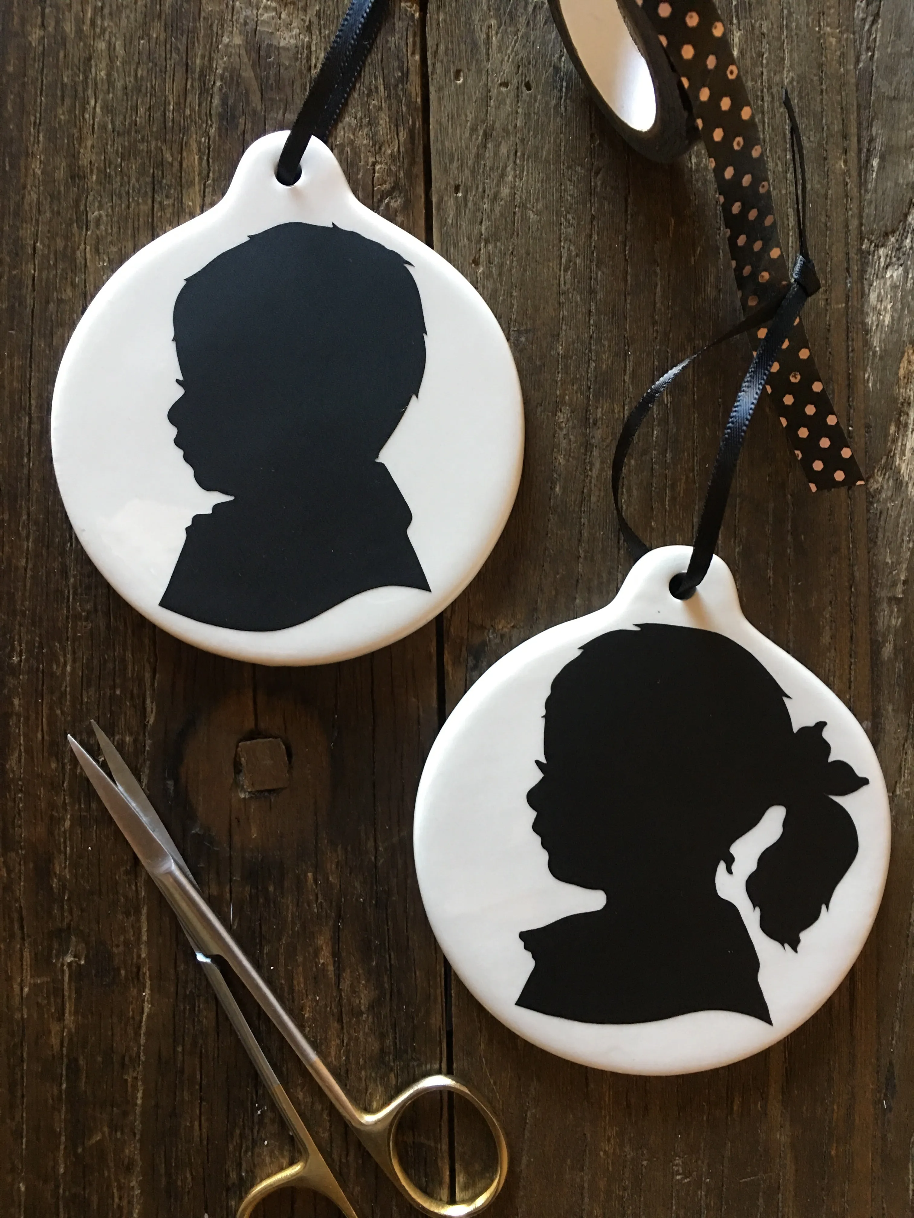 Heirloom Custom Hand-Cut Silhouette Porcelain Ornament