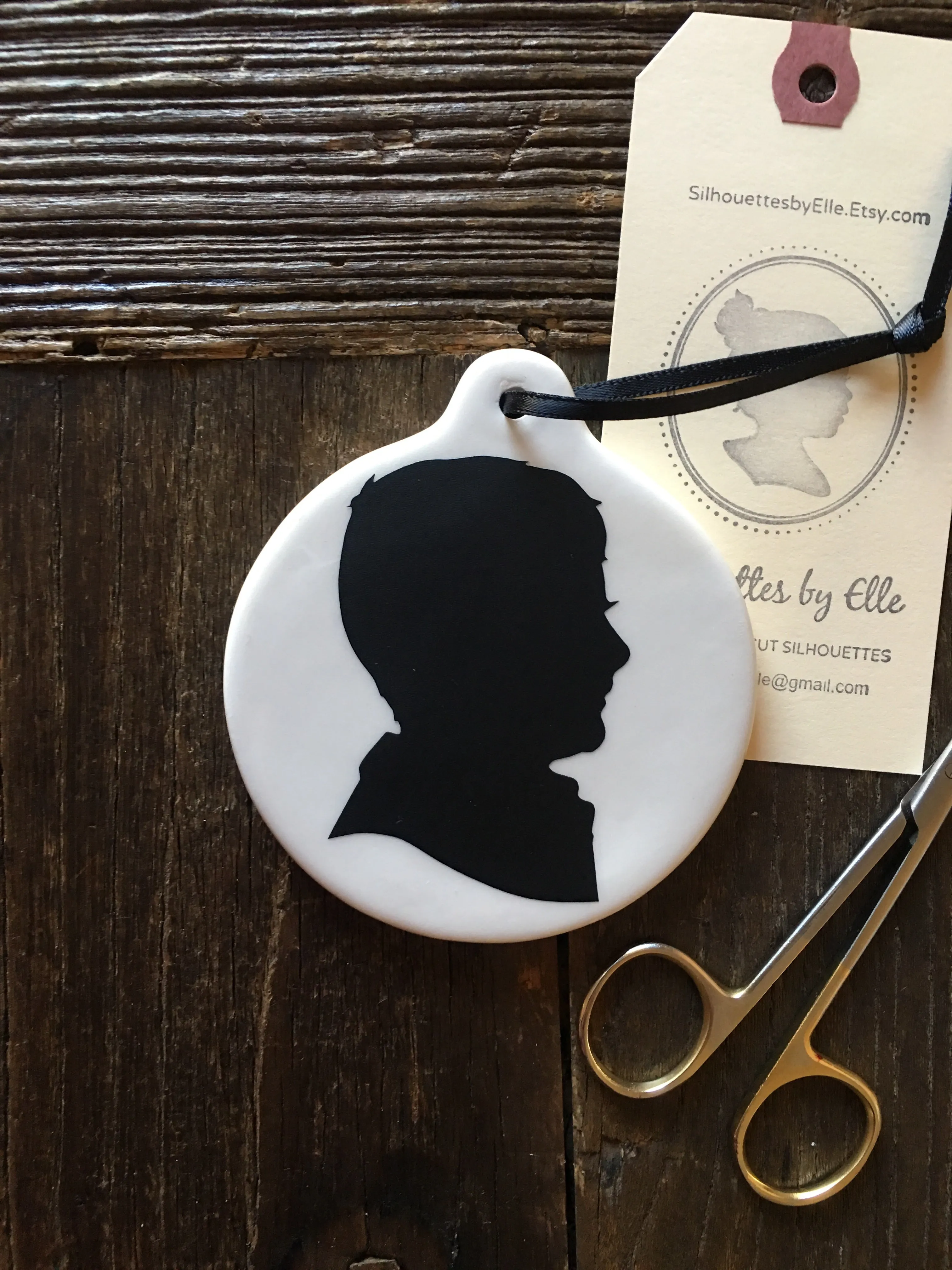Heirloom Custom Hand-Cut Silhouette Porcelain Ornament