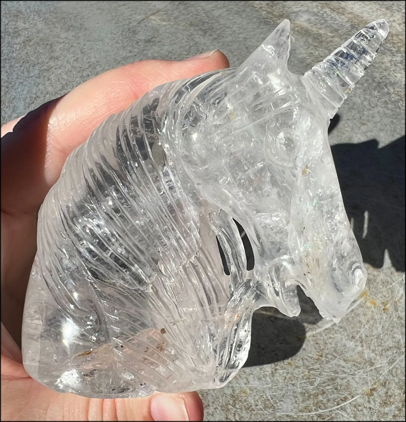 ~High Quality~ QUARTZ Unicorn Bust with Hematite, Rainbows - with Synergy 5  years