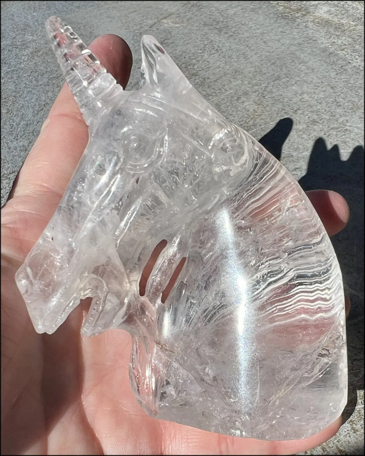 ~High Quality~ QUARTZ Unicorn Bust with Hematite, Rainbows - with Synergy 5  years