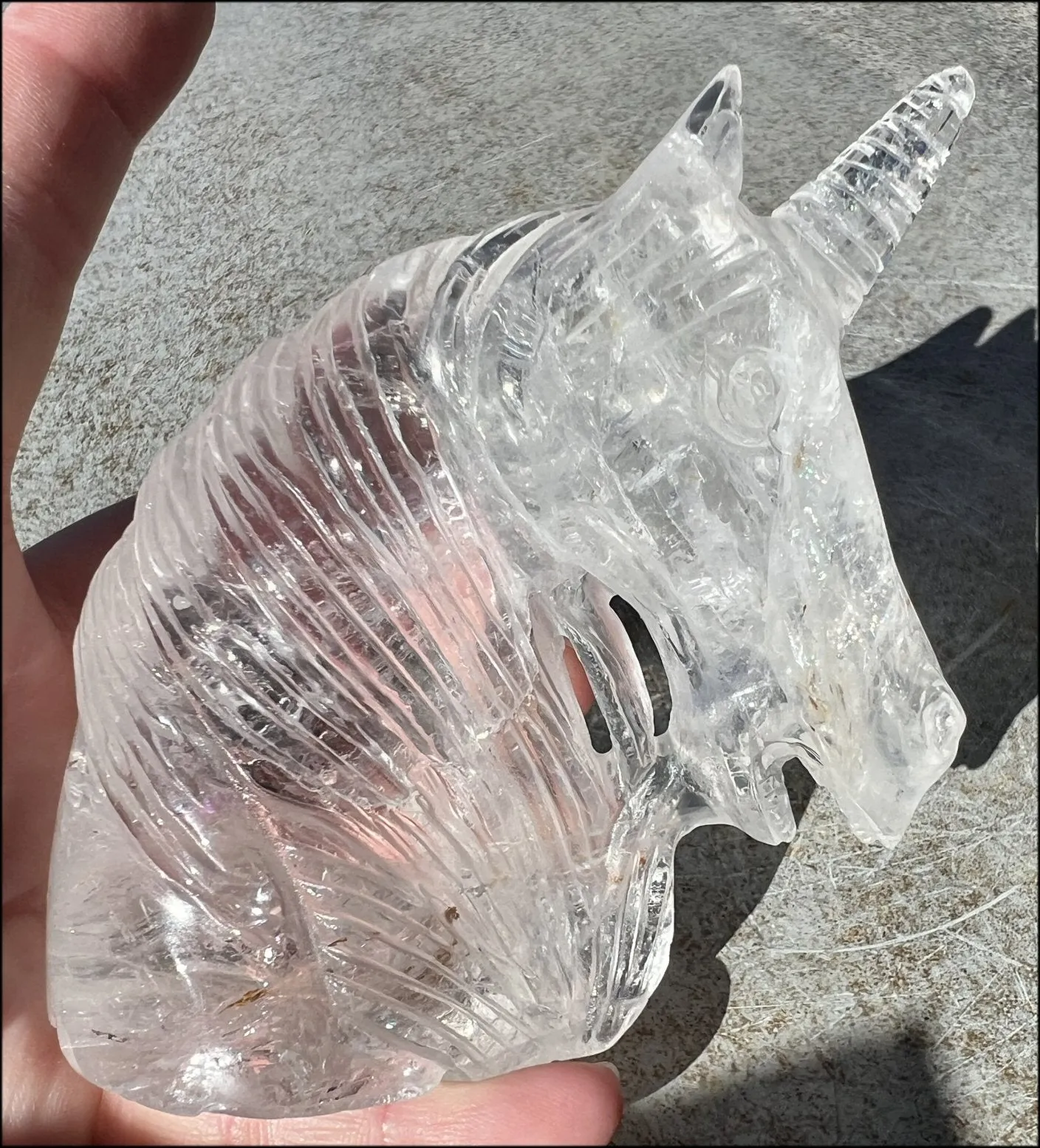 ~High Quality~ QUARTZ Unicorn Bust with Hematite, Rainbows - with Synergy 5  years