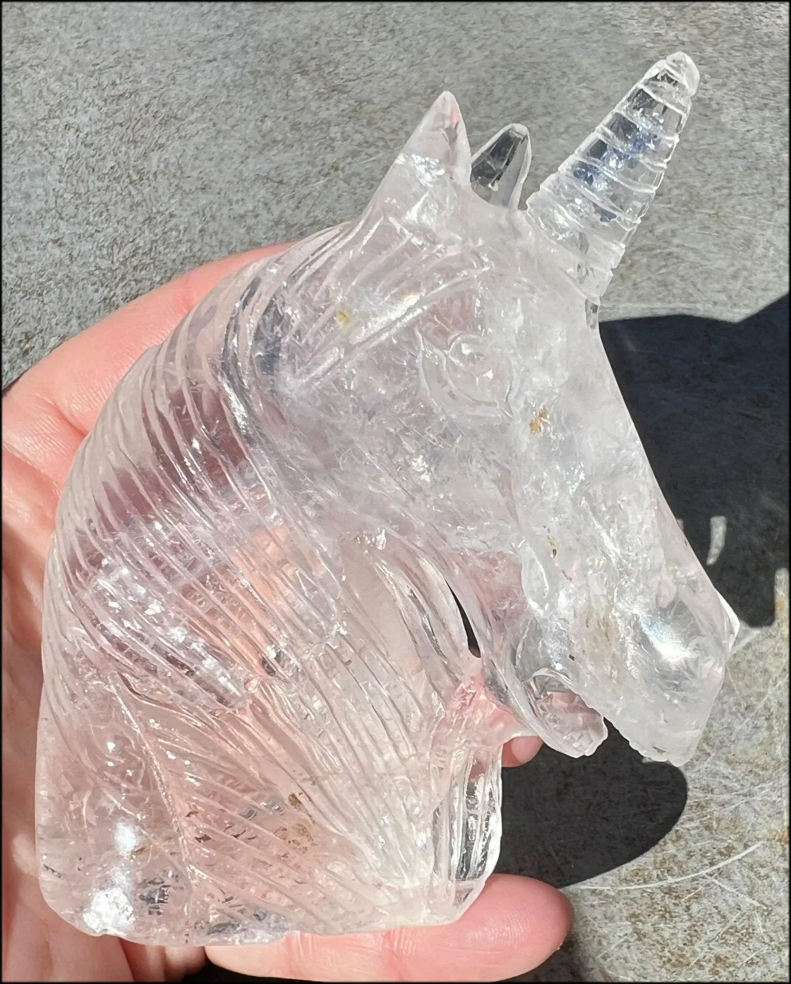 ~High Quality~ QUARTZ Unicorn Bust with Hematite, Rainbows - with Synergy 5  years