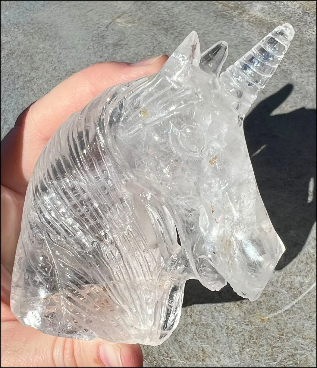 ~High Quality~ QUARTZ Unicorn Bust with Hematite, Rainbows - with Synergy 5  years