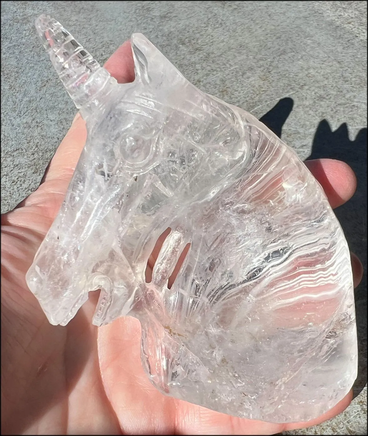 ~High Quality~ QUARTZ Unicorn Bust with Hematite, Rainbows - with Synergy 5  years