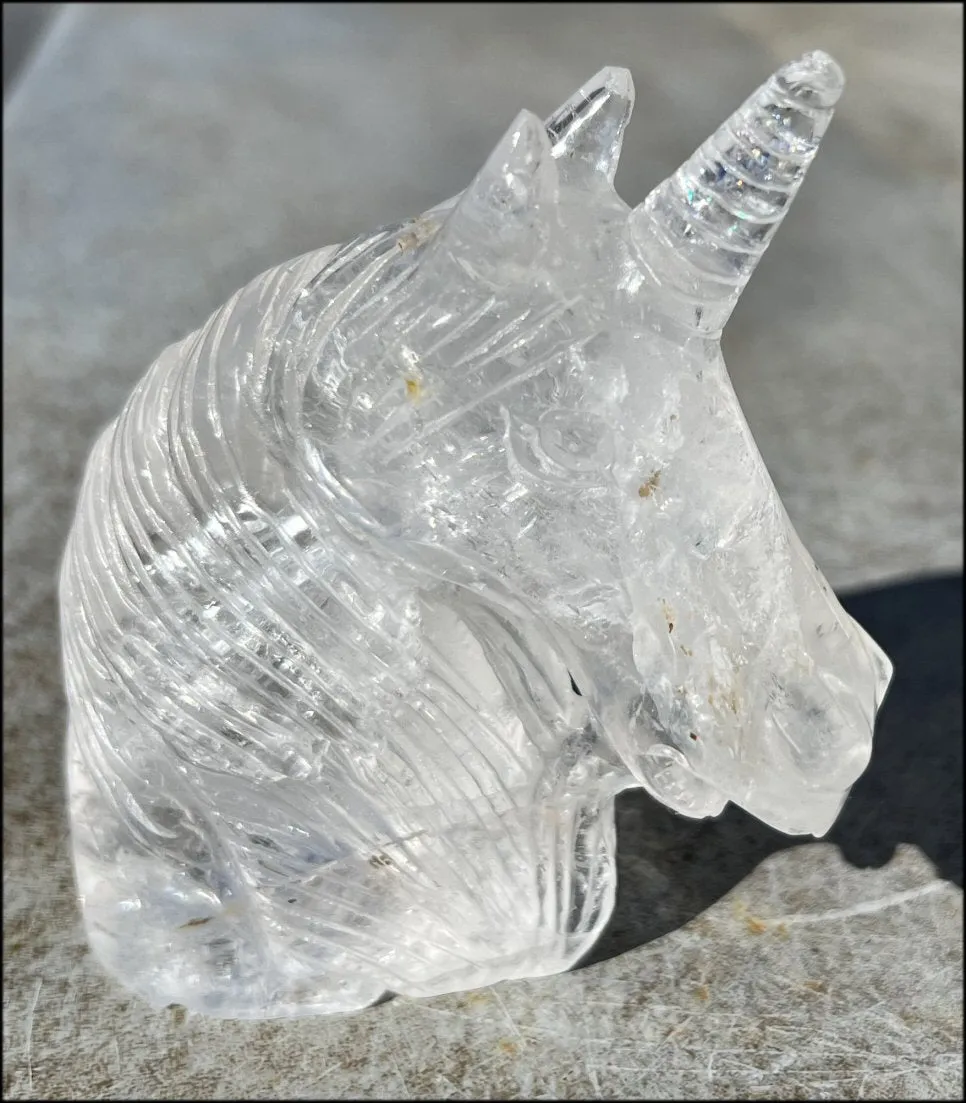 ~High Quality~ QUARTZ Unicorn Bust with Hematite, Rainbows - with Synergy 5  years
