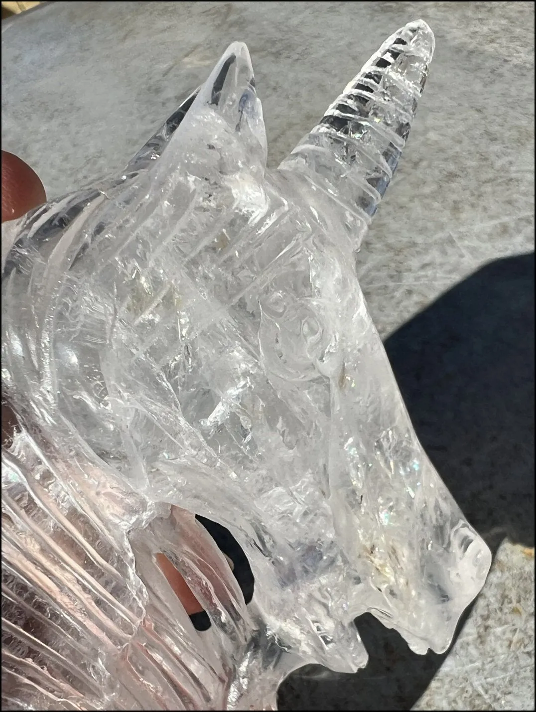 ~High Quality~ QUARTZ Unicorn Bust with Hematite, Rainbows - with Synergy 5  years