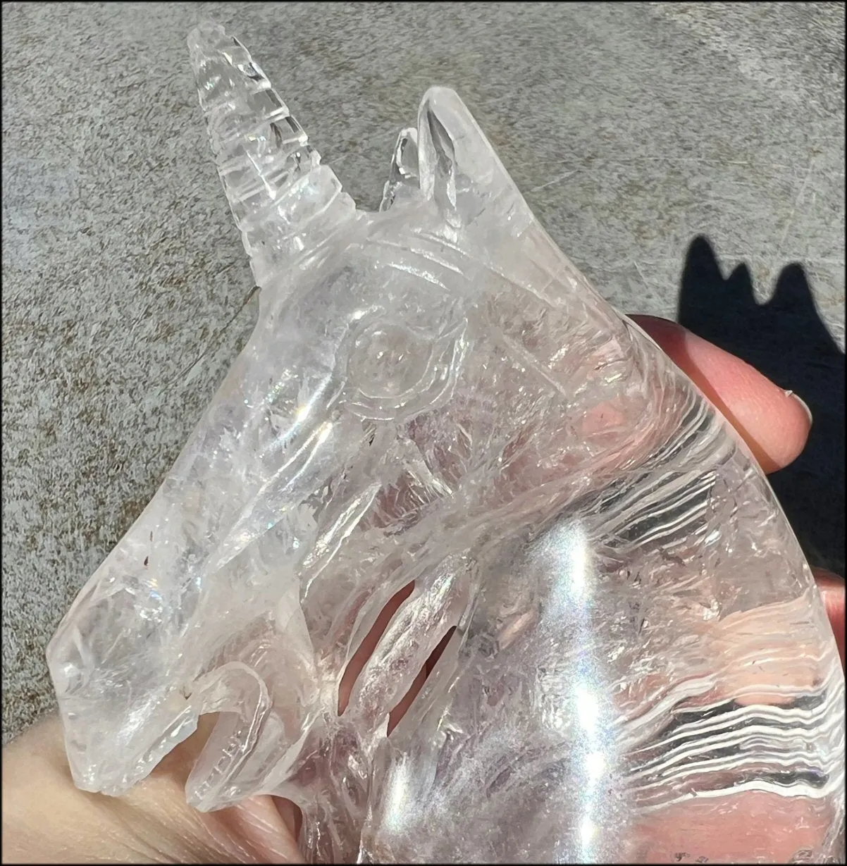 ~High Quality~ QUARTZ Unicorn Bust with Hematite, Rainbows - with Synergy 5  years
