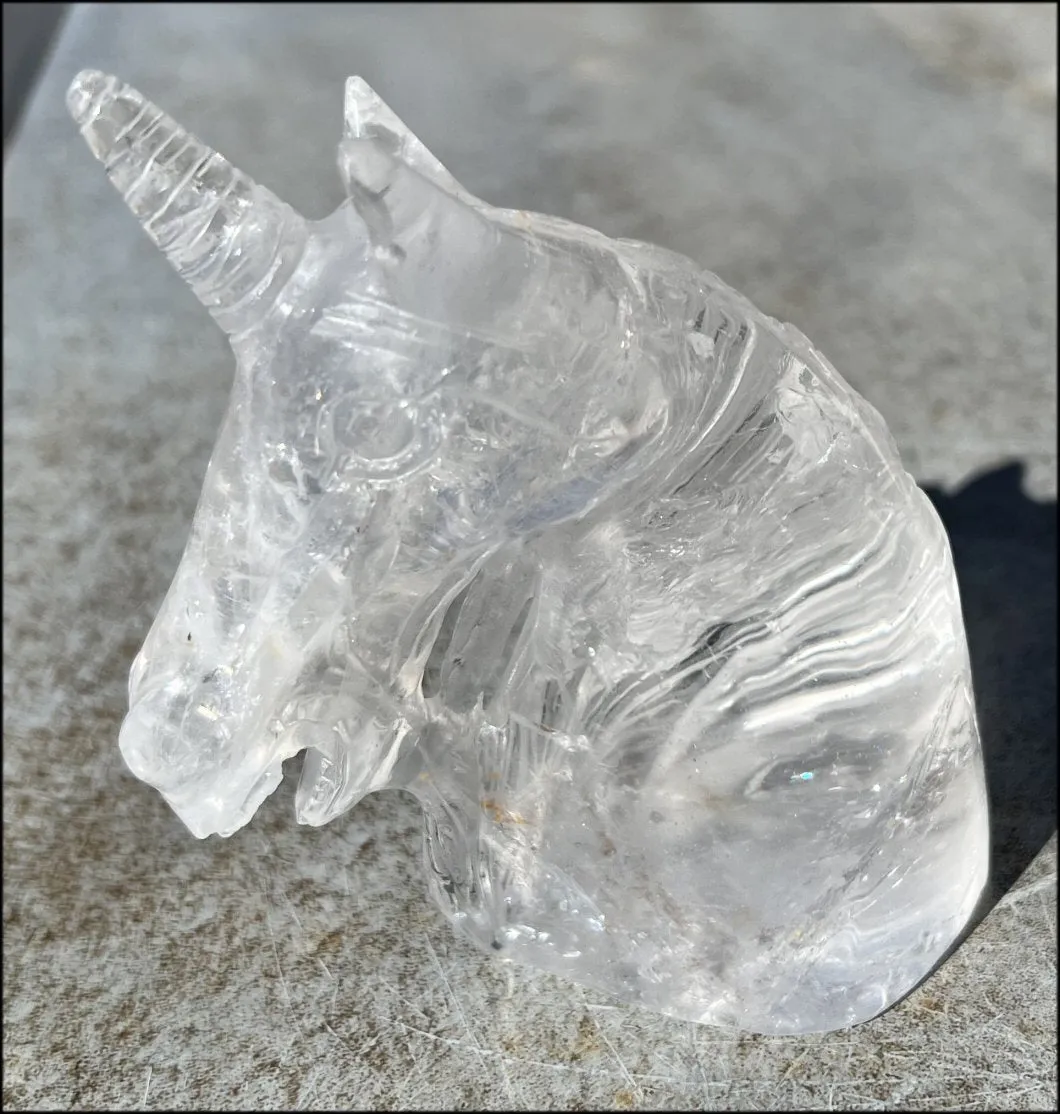 ~High Quality~ QUARTZ Unicorn Bust with Hematite, Rainbows - with Synergy 5  years