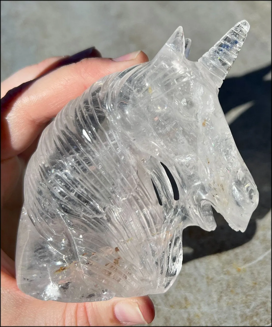 ~High Quality~ QUARTZ Unicorn Bust with Hematite, Rainbows - with Synergy 5  years