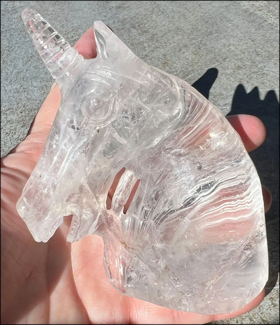 ~High Quality~ QUARTZ Unicorn Bust with Hematite, Rainbows - with Synergy 5  years