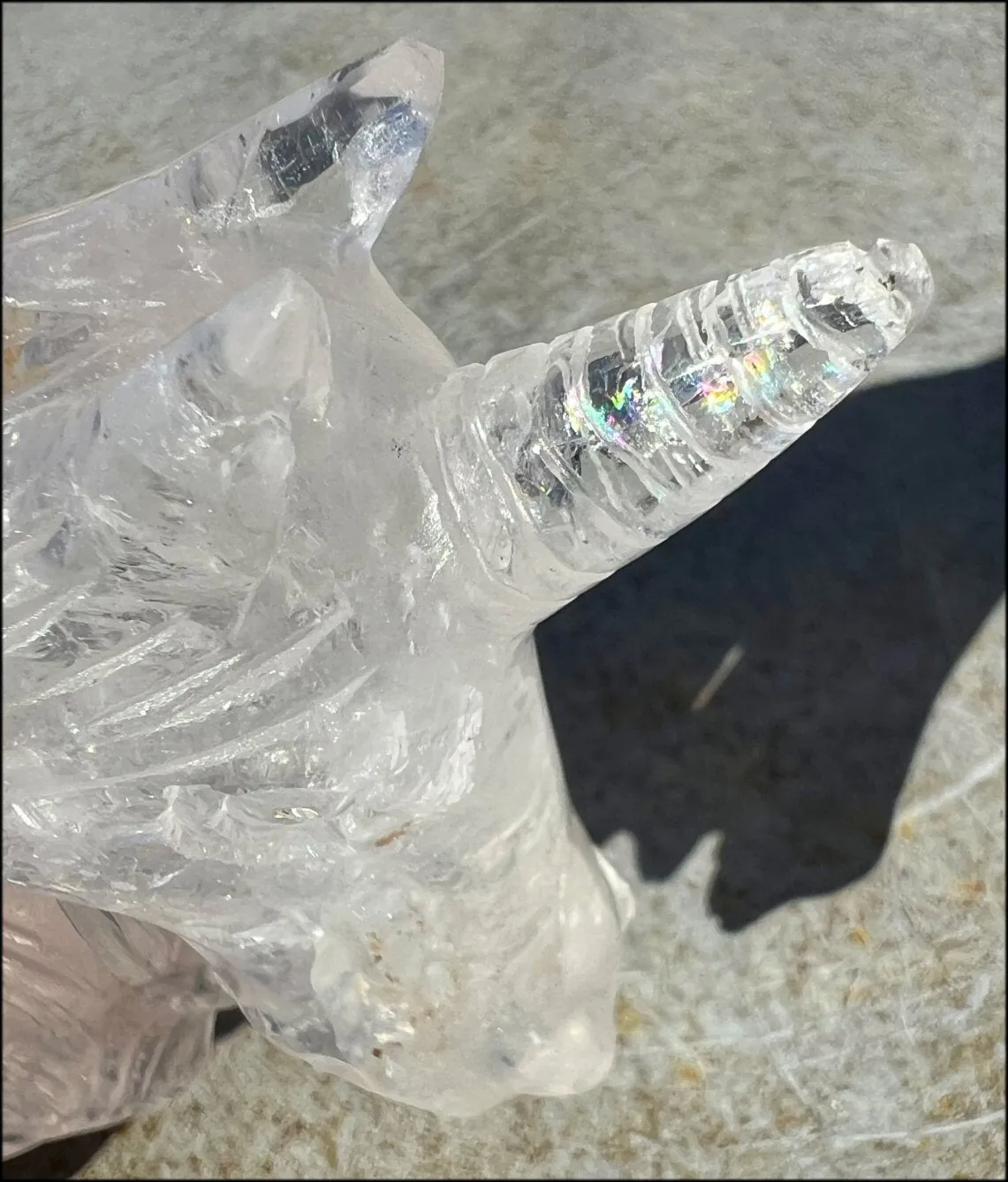 ~High Quality~ QUARTZ Unicorn Bust with Hematite, Rainbows - with Synergy 5  years