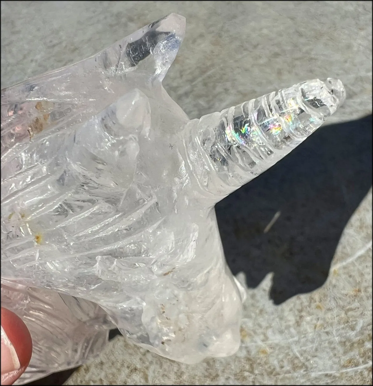 ~High Quality~ QUARTZ Unicorn Bust with Hematite, Rainbows - with Synergy 5  years