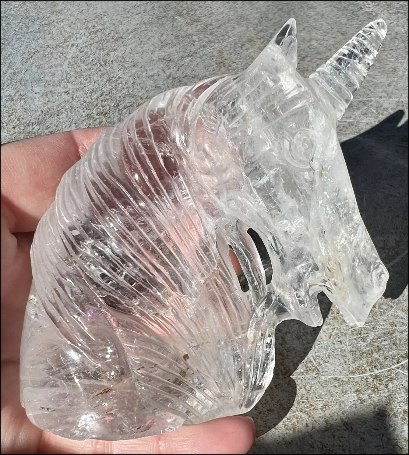 ~High Quality~ QUARTZ Unicorn Bust with Hematite, Rainbows - with Synergy 5  years