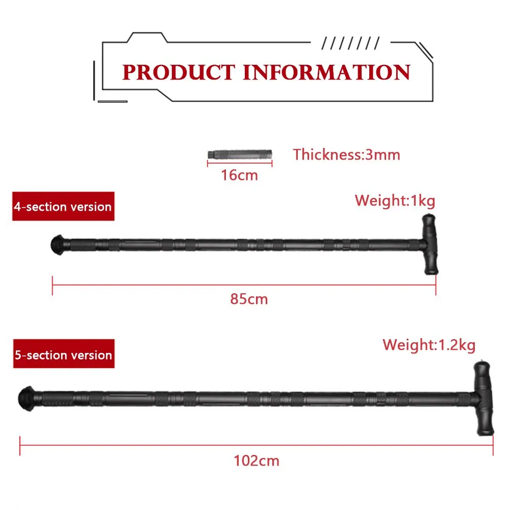 Hiking Aluminum Alloy Tactical Stick Trekking Pole Portable Camping Tactical Cane Multi-Functional Defensive Sports