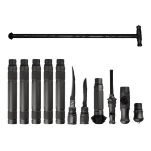 Hiking Aluminum Alloy Tactical Stick Trekking Pole Portable Camping Tactical Cane Multi-Functional Defensive Sports