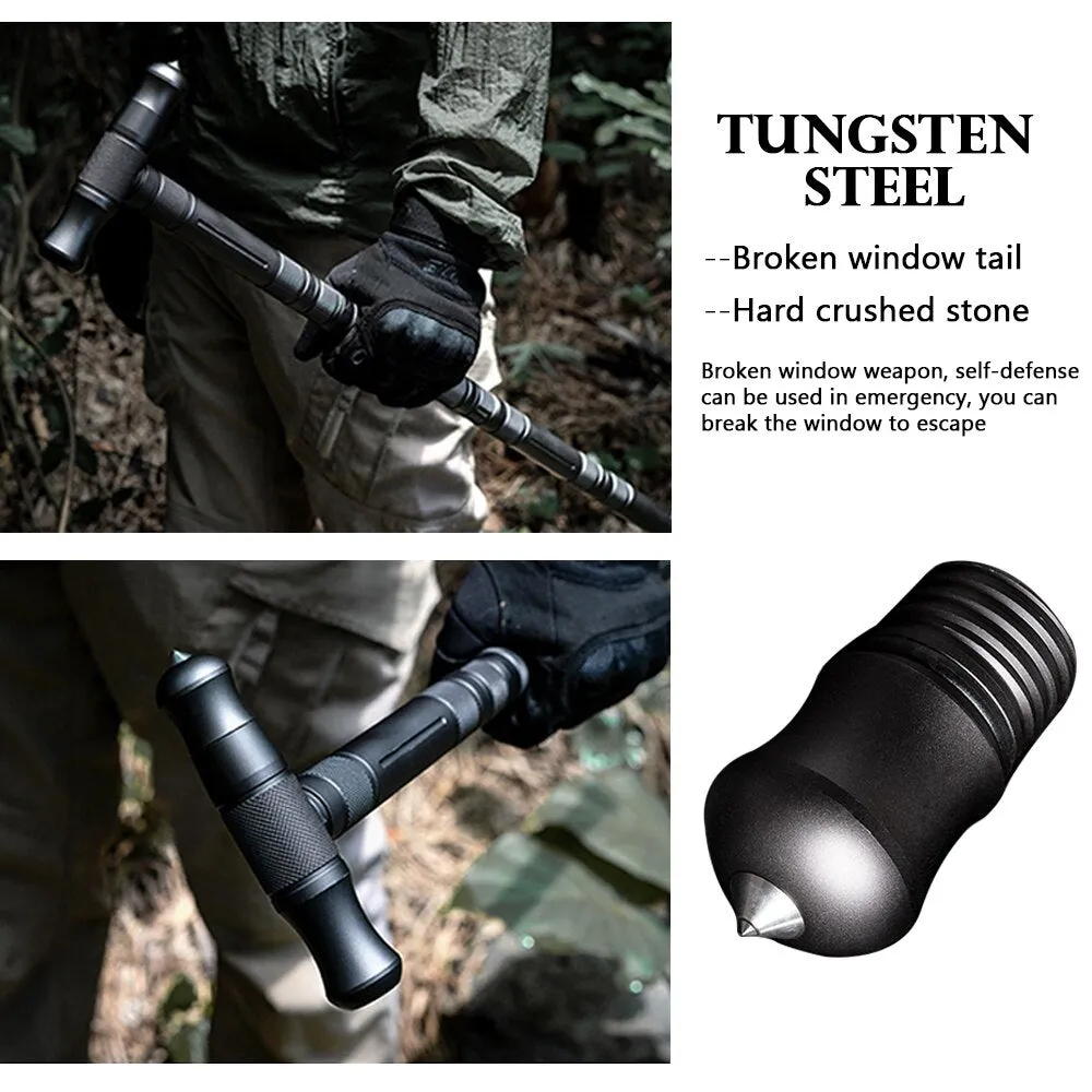 Hiking Aluminum Alloy Tactical Stick Trekking Pole Portable Camping Tactical Cane Multi-Functional Defensive Sports