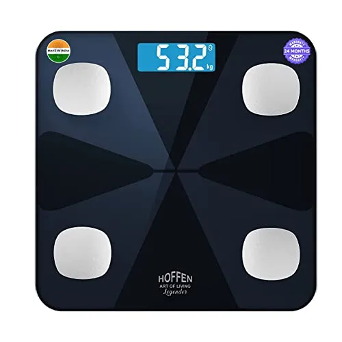 Hoffen India HO19 Electronic Digital Personal Body Bathroom Weighing scale, Weight machine Battery Included , 2 Years Warranty ( Legender series Addition)