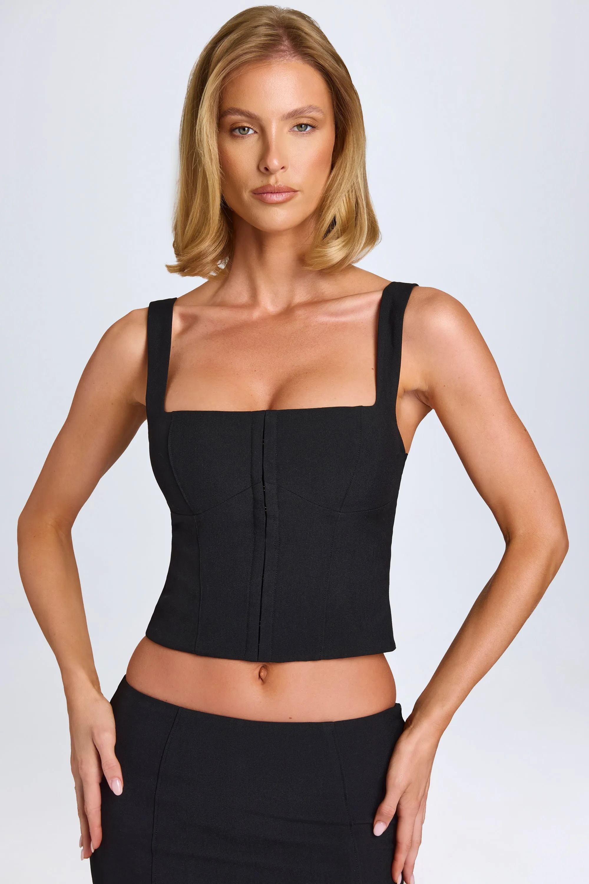 Hook-And-Eye Corset Top in Black