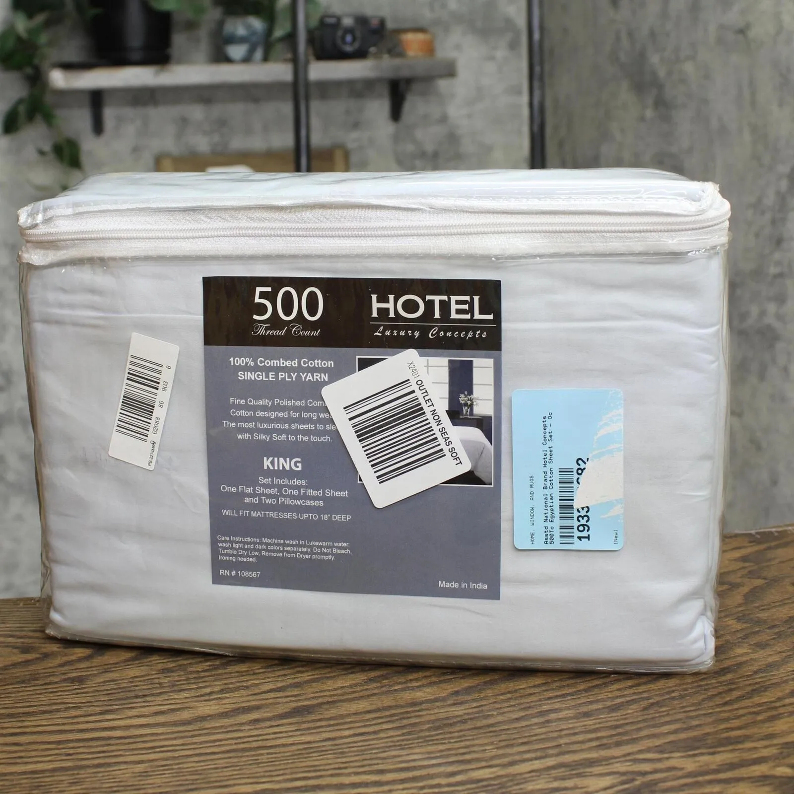 Hotel Concepts 500 Thread Count Sateen 4-Piece Sheet Set 7233002 Ocean Blue King