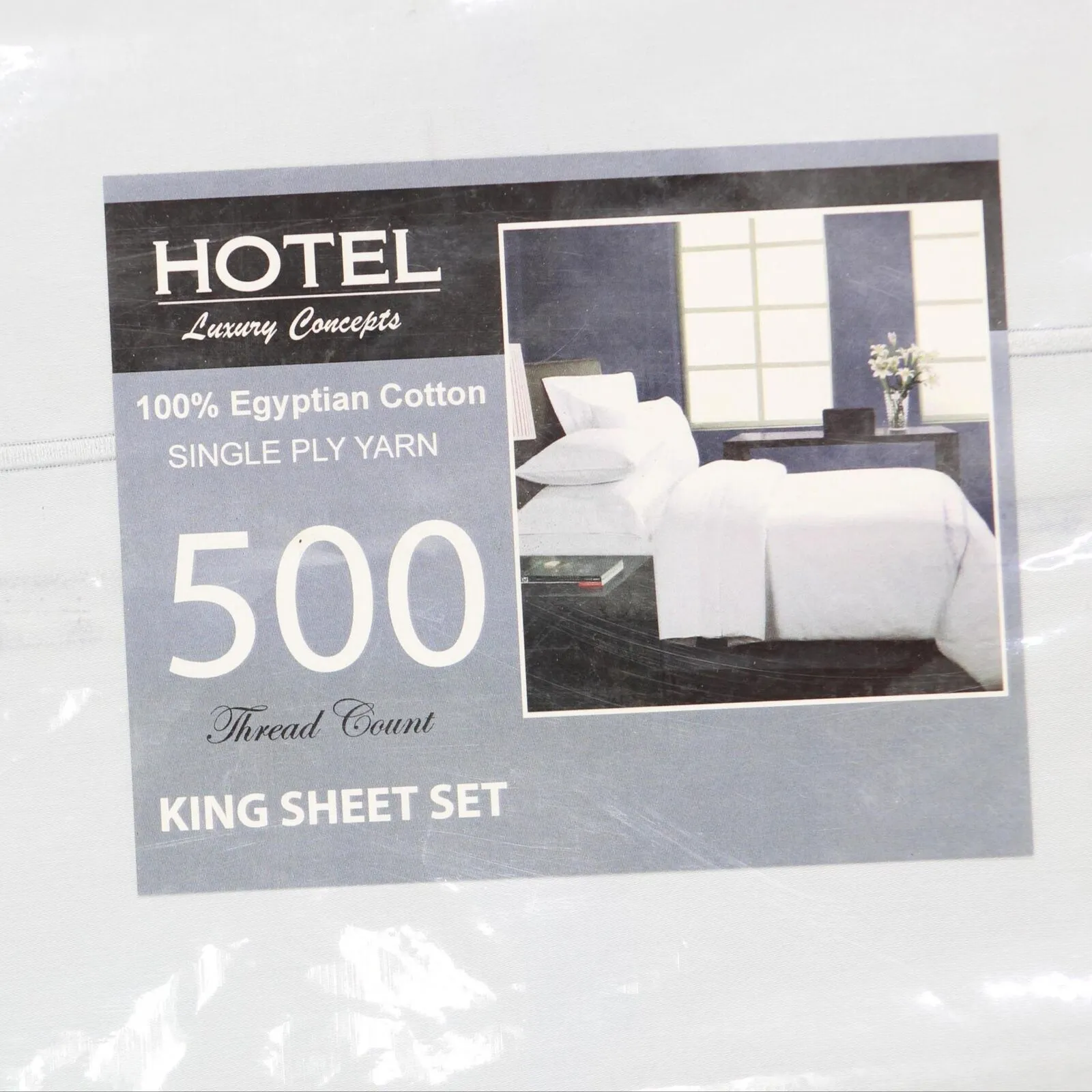 Hotel Concepts 500 Thread Count Sateen 4-Piece Sheet Set 7233002 Ocean Blue King