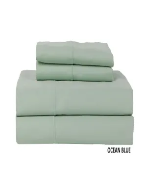 Hotel Concepts 500 Thread Count Sateen 4-Piece Sheet Set 7233002 Ocean Blue King