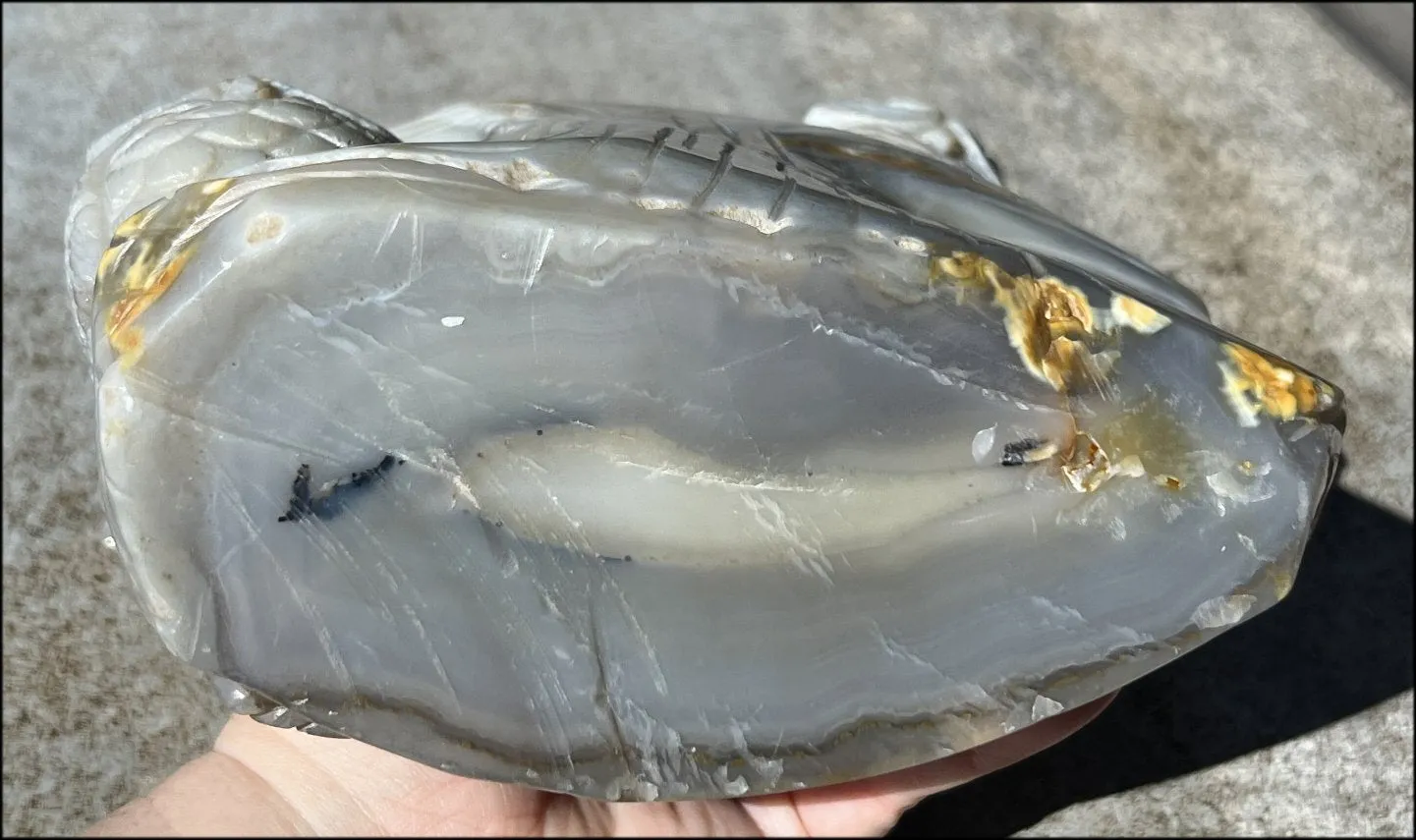 HUGE 7lbs  Dendritic Agate OWL Family Carving with Moss Agate inclusions
