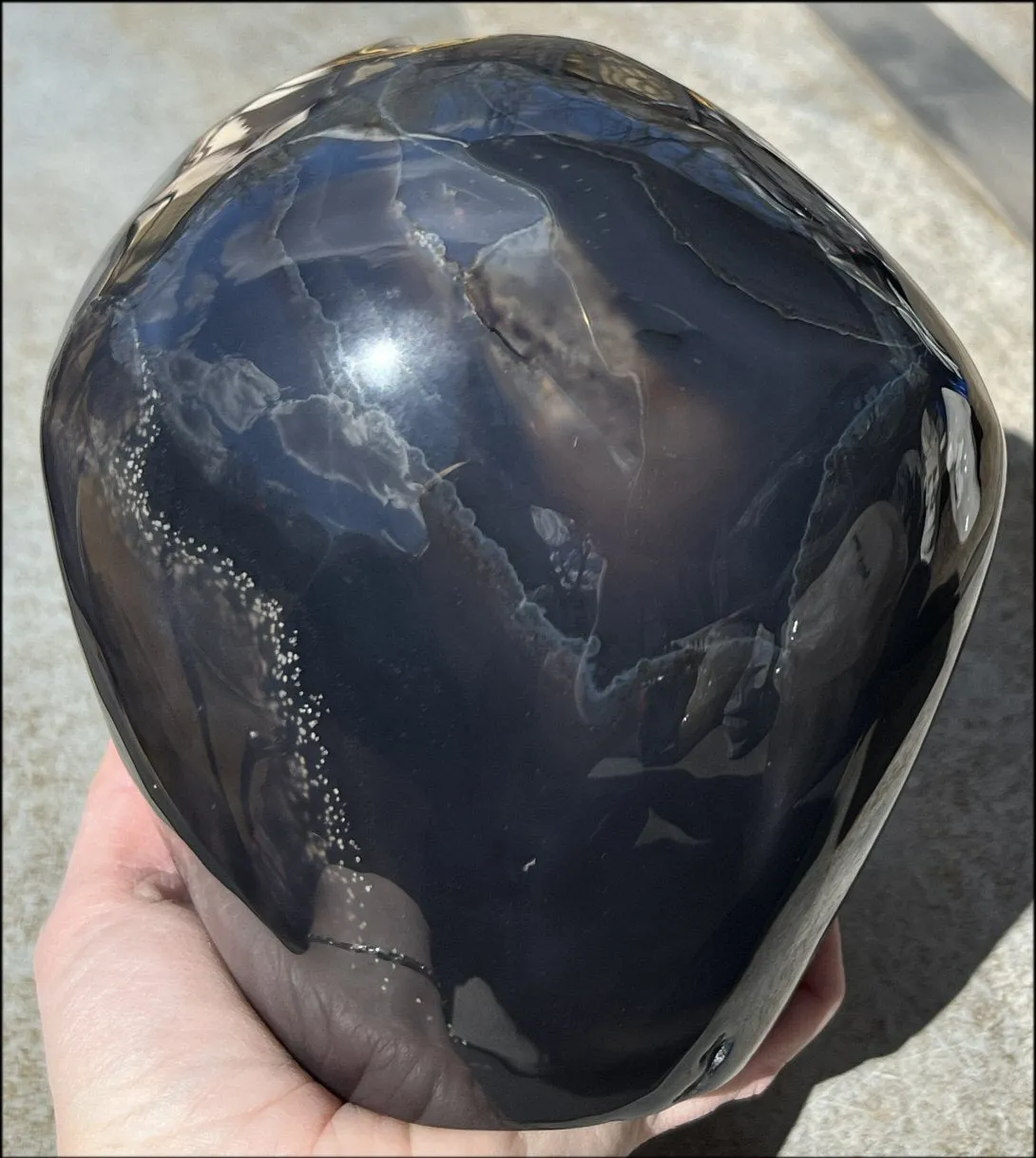 HUGE Agate Geode Crystal Skull with Fantastic Druzy crystals, Dendritic inclusions - 14lbs 8 3/4