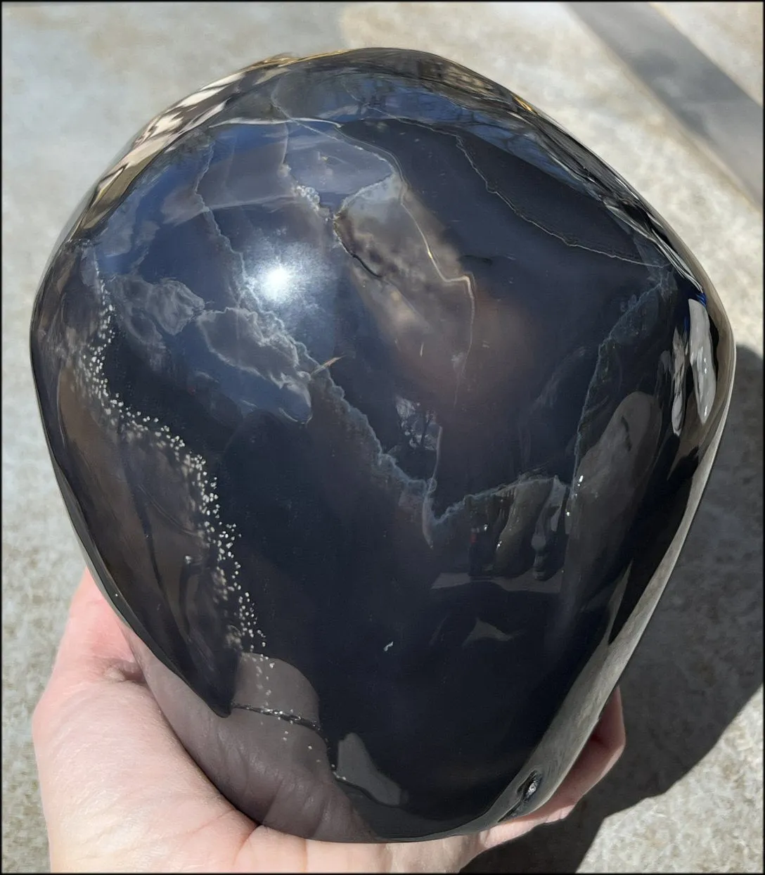 HUGE Agate Geode Crystal Skull with Fantastic Druzy crystals, Dendritic inclusions - 14lbs 8 3/4