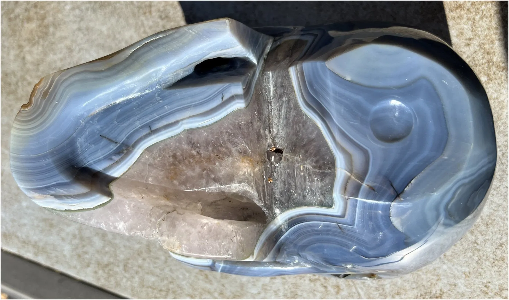 Huge AMETHYST GEODE Crystal Skull with Chlorite, Hematite, Dendritic inclusions, AMAZING Vugs - 20lbs 