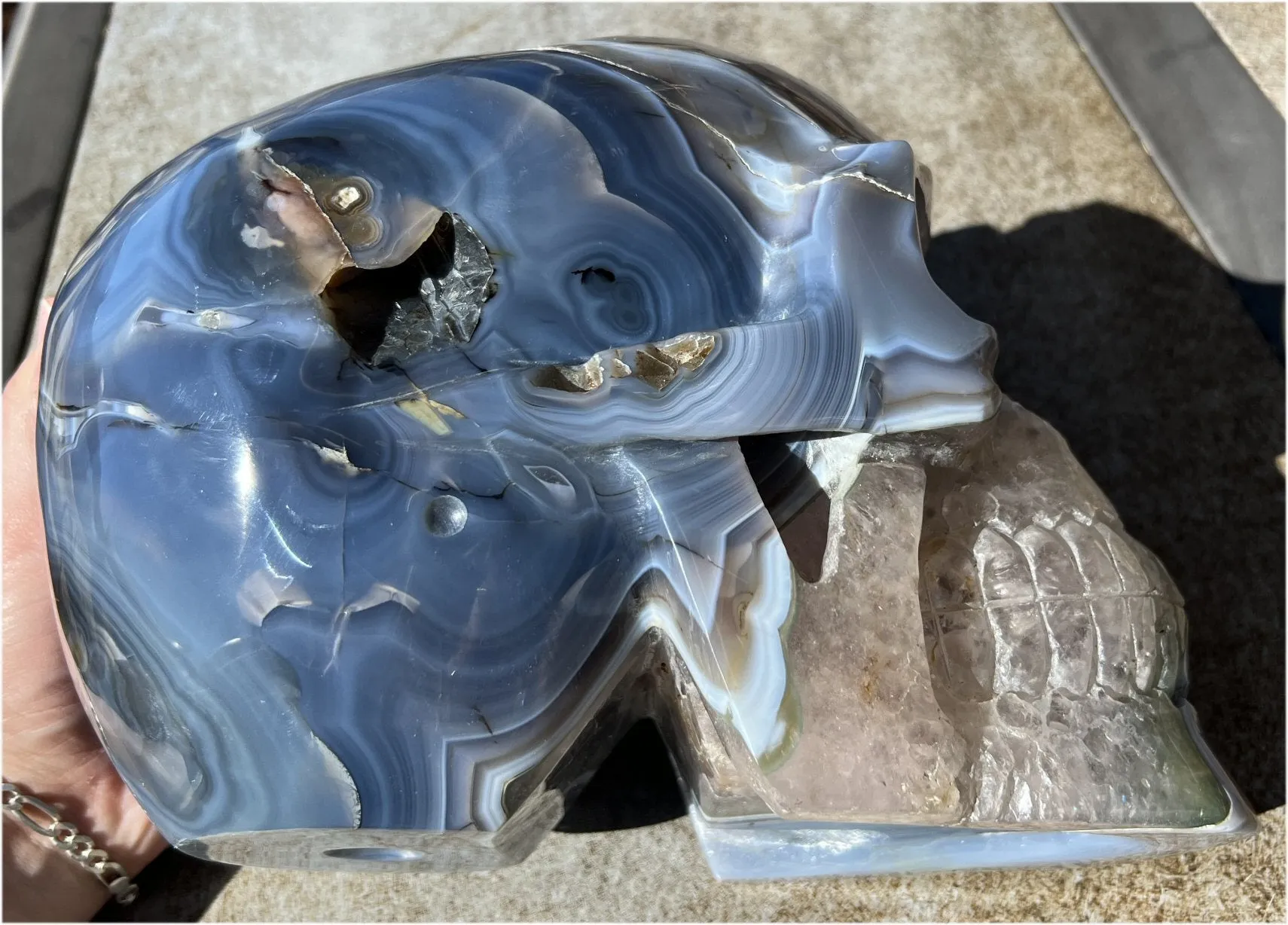 Huge AMETHYST GEODE Crystal Skull with Chlorite, Hematite, Dendritic inclusions, AMAZING Vugs - 20lbs 